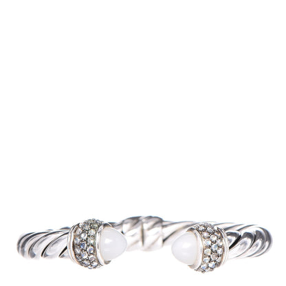 David Yurman Sterling Silver Moon Quartz Blue Moonstone 10mm Cable Renaissance Bracelet 1 of 4