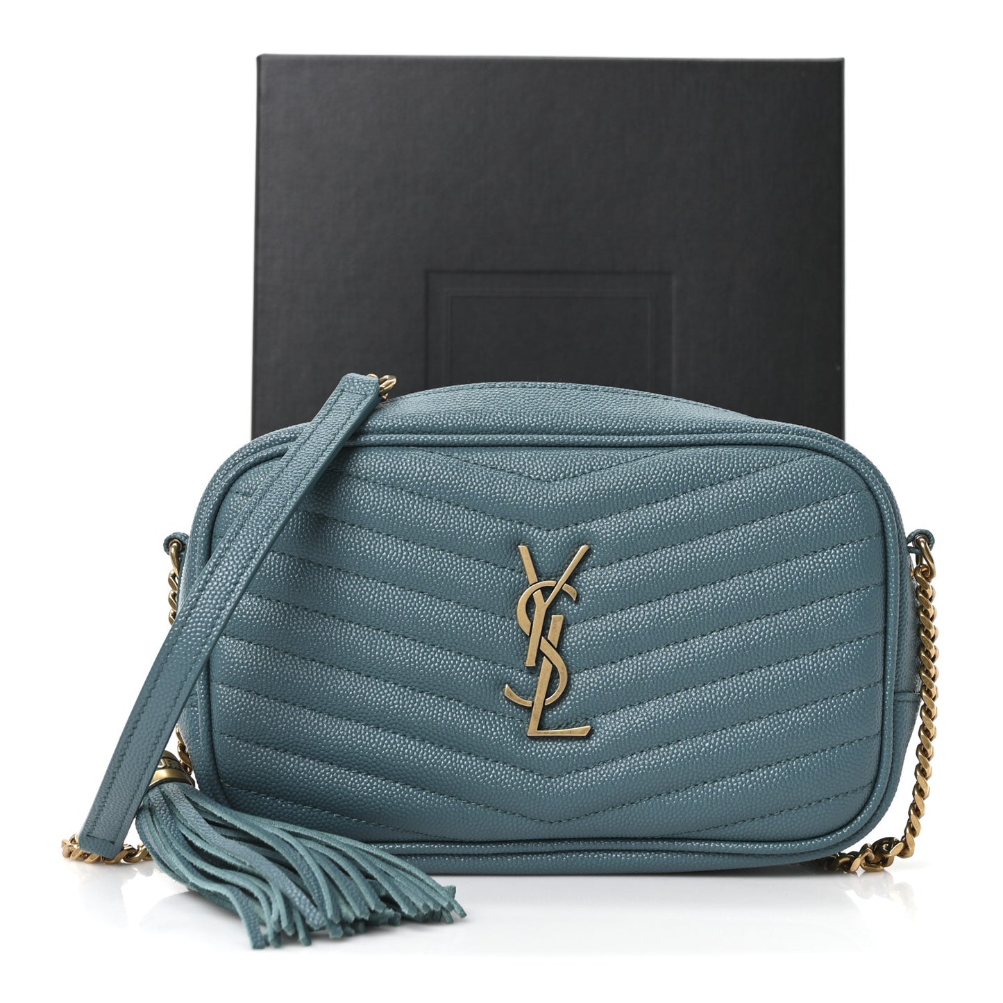 Grain De Poudre Matelasse Monogram Mini Lou Camera Bag Blue Vert