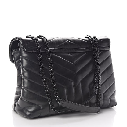 Saint Laurent Calfskin Y Quilted Monogram Medium Loulou Chain Satchel Black 3 of 10