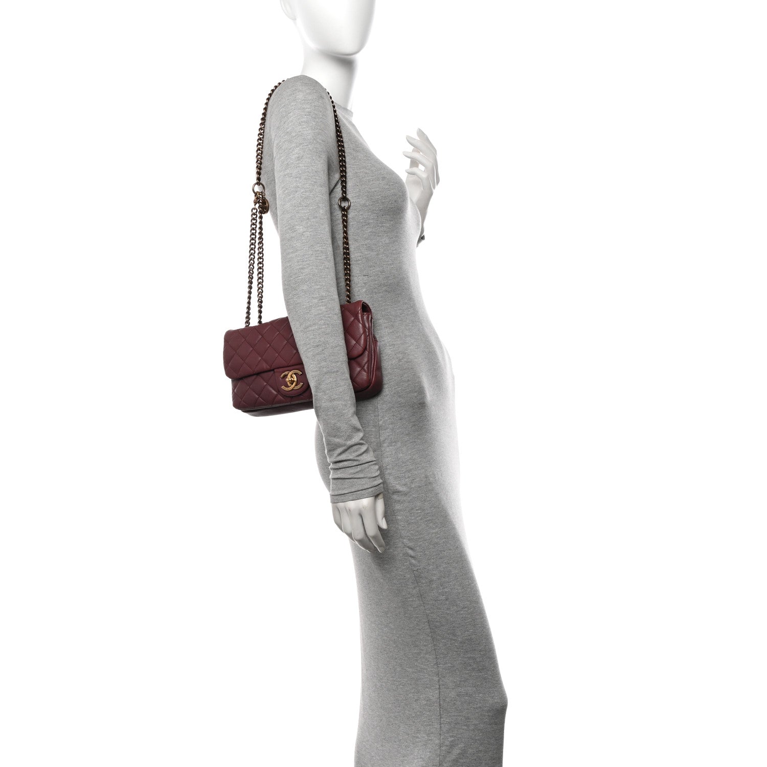 Chanel Calfskin Quilted Medium CC Crown Flap Burgundy 2 of 10