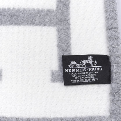 Hermes Wool Cashmere Avalon III Blanket Ecru Gris Clair 3 of 3
