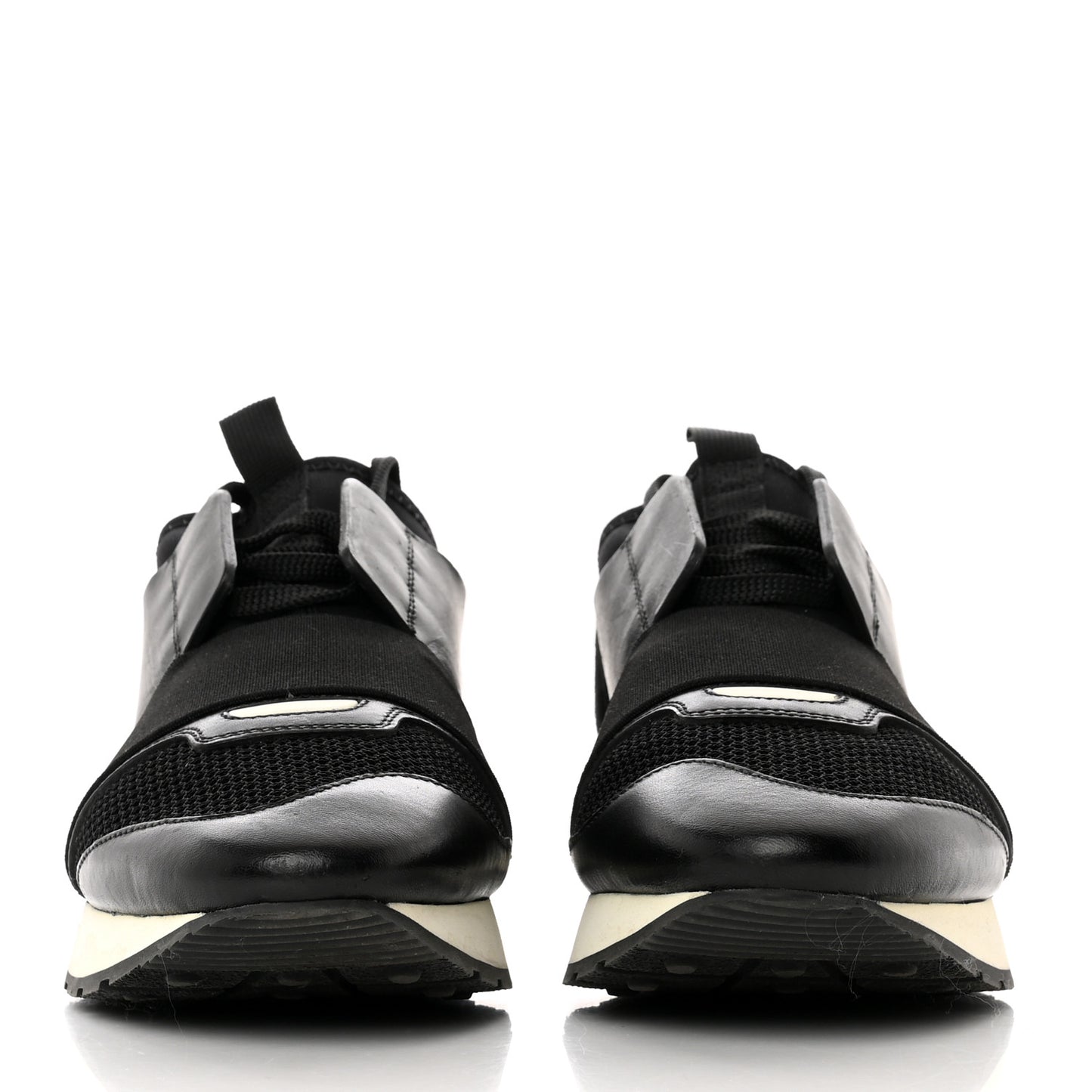 Mesh Calfskin Neoprene Suede Womens Race Runner Sneakers 39 Black