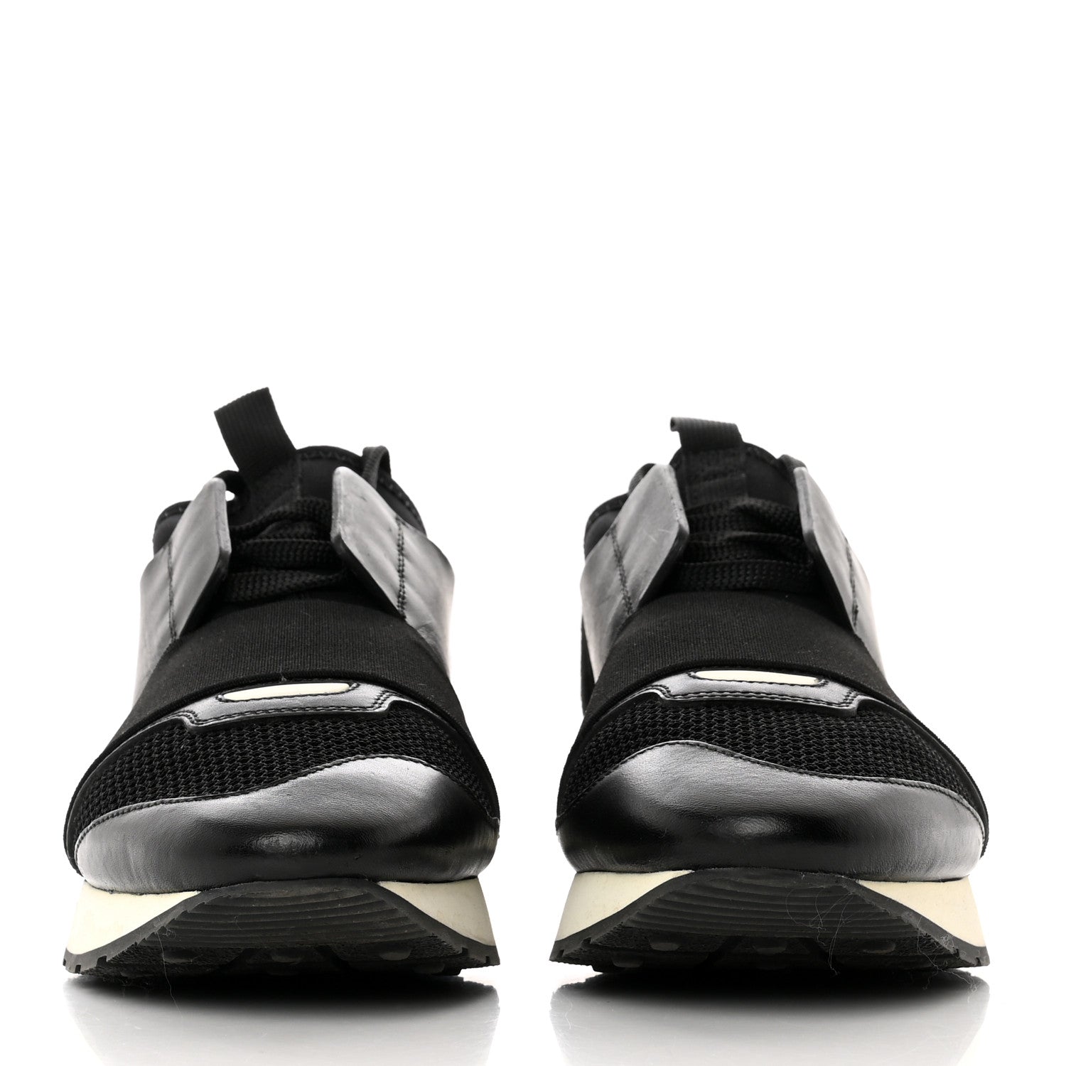 Balenciaga Mesh Calfskin Neoprene Suede Womens Race Runner Sneakers 39 Black 2 of 8