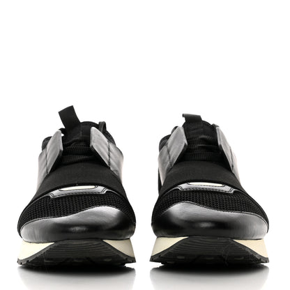 Balenciaga Mesh Calfskin Neoprene Suede Womens Race Runner Sneakers 39 Black 2 of 8
