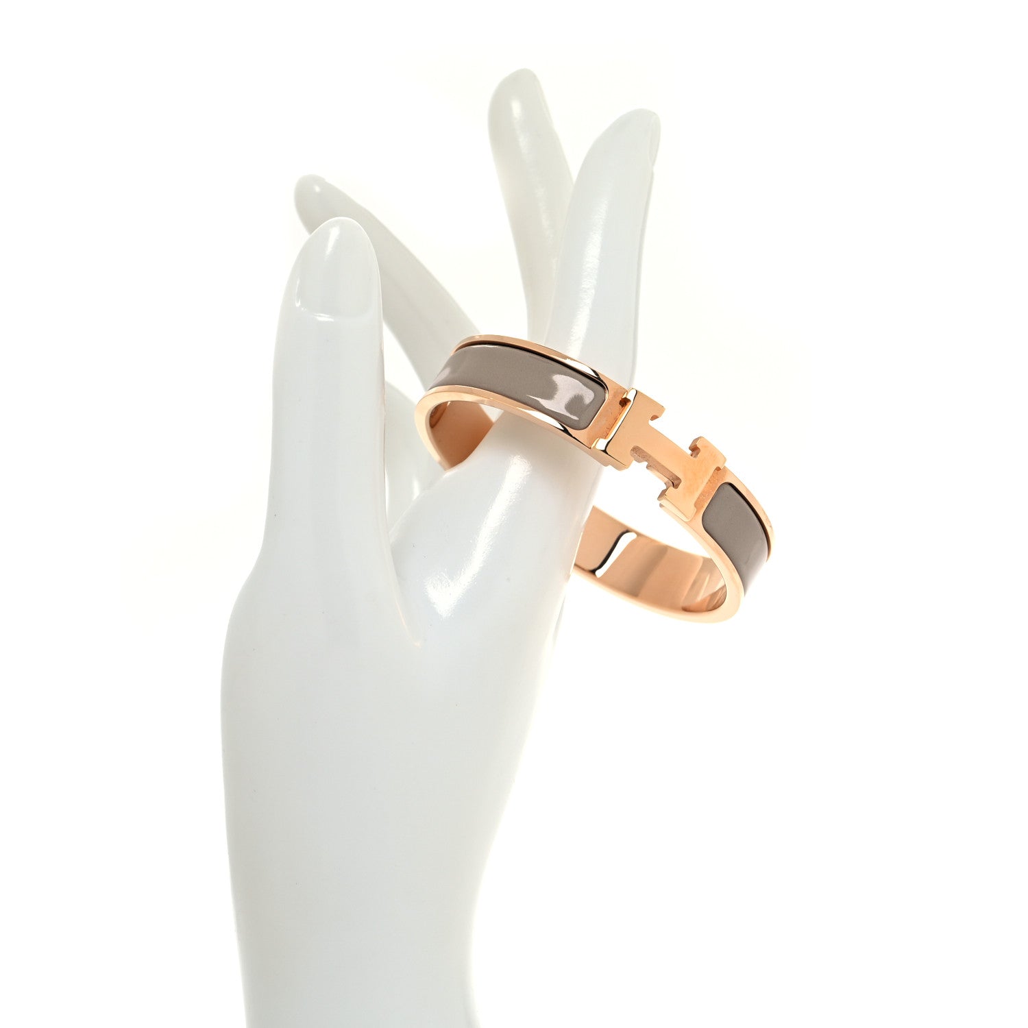 Hermes Enamel Narrow Clic Clac H Bracelet PM Marron Glace 2 of 5
