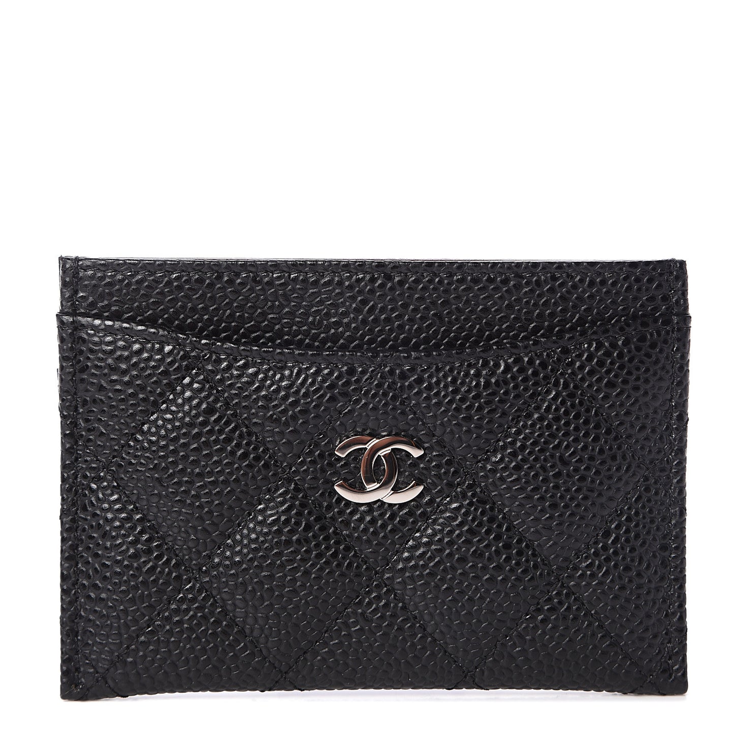 Caviar Quilted Card Holder Black