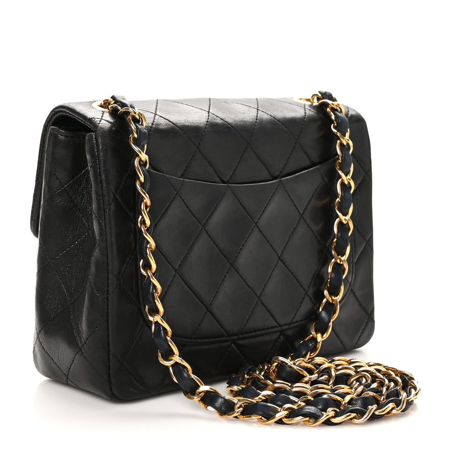 Lambskin Quilted Mini Square Flap Bag Black