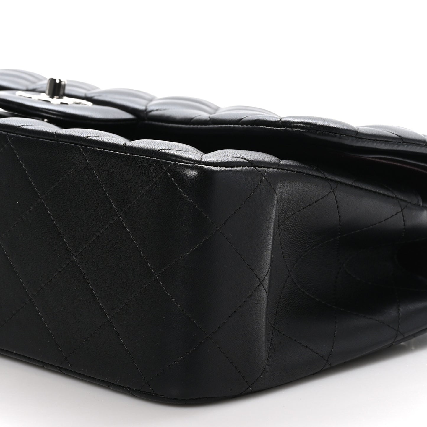 Lambskin Quilted Jumbo Double Flap Black