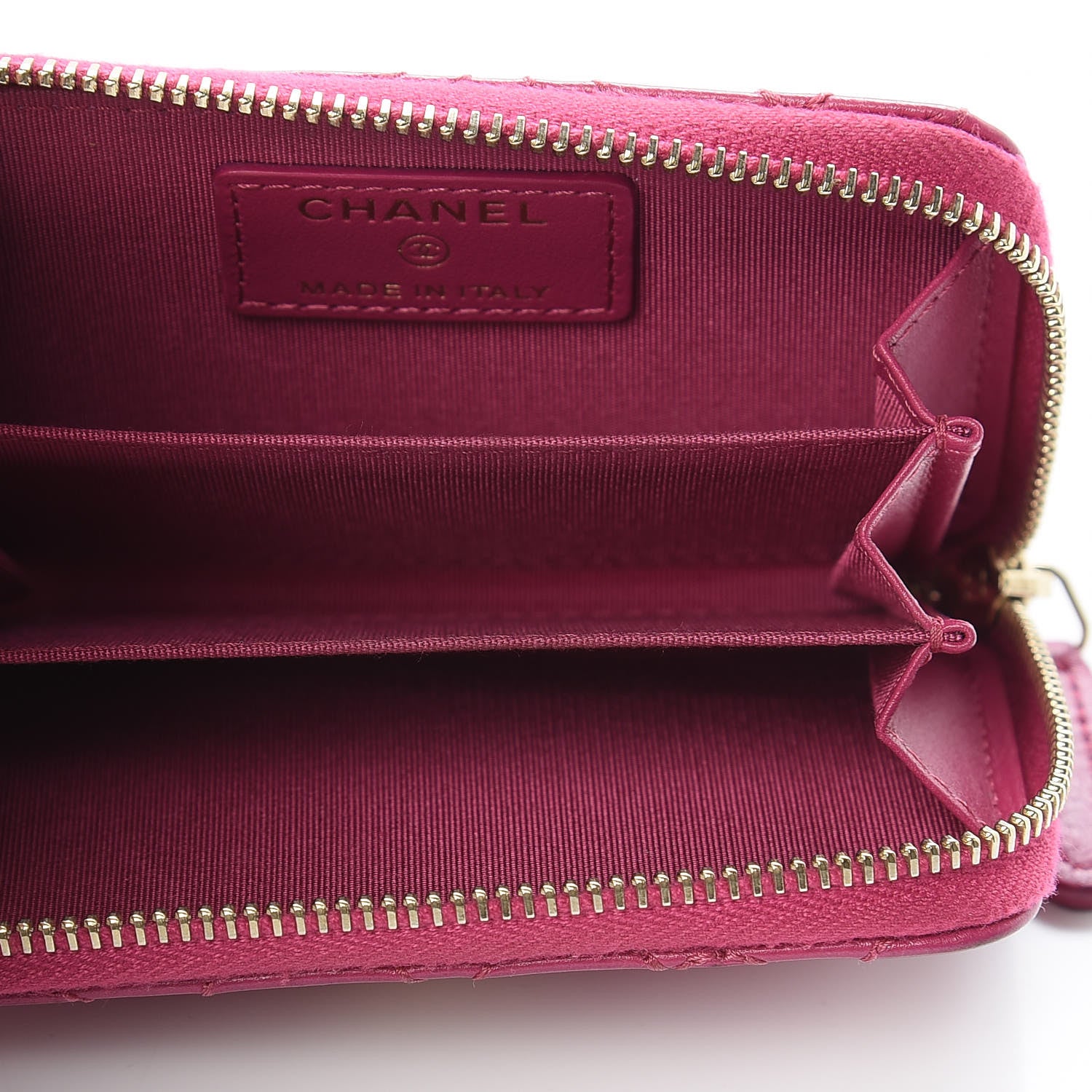 Chanel Lambskin Camellia Embossed Zip Coin Purse Fuchsia 5 of 10
