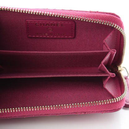 Chanel Lambskin Camellia Embossed Zip Coin Purse Fuchsia 5 of 10