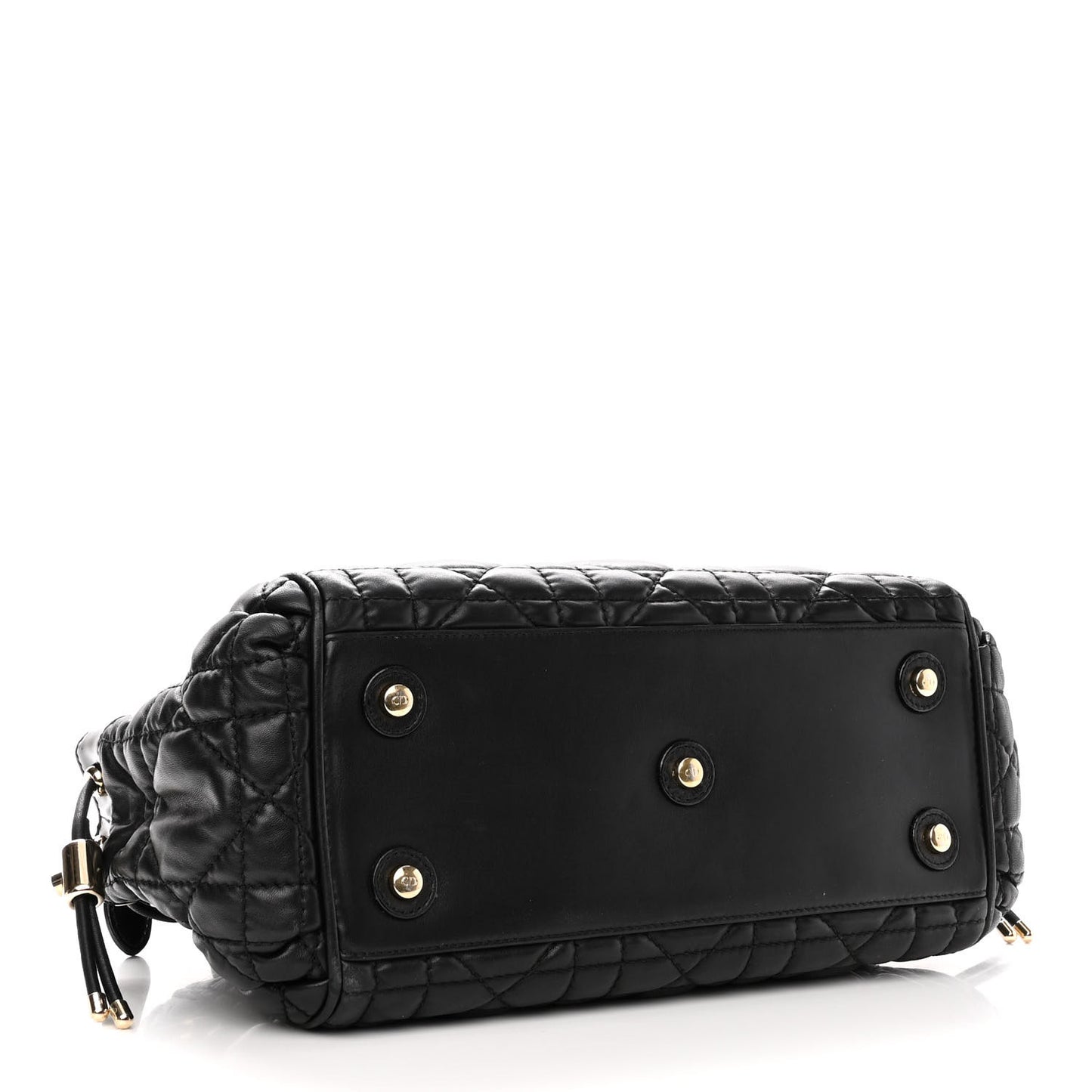 Lambskin Cannage 2 Dior Zip Top Satchel Black