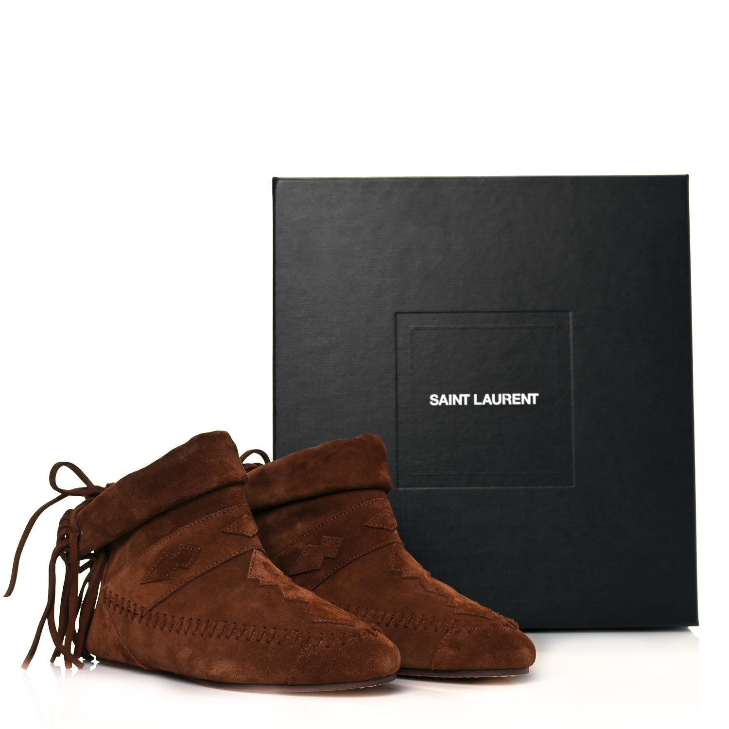 Saint Laurent Suede Nino Fringe Boots 35.5 Wood 9 of 9