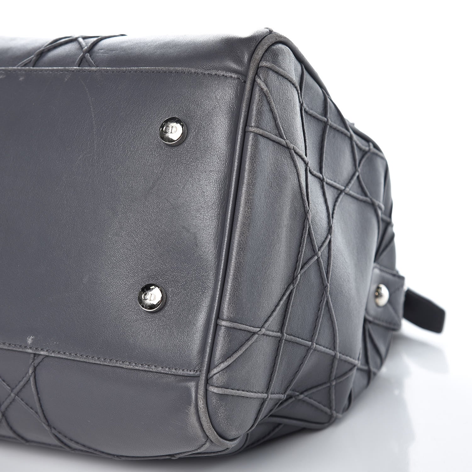 Christian Dior Lambskin Cannage Granville Polochon Grey 9 of 20