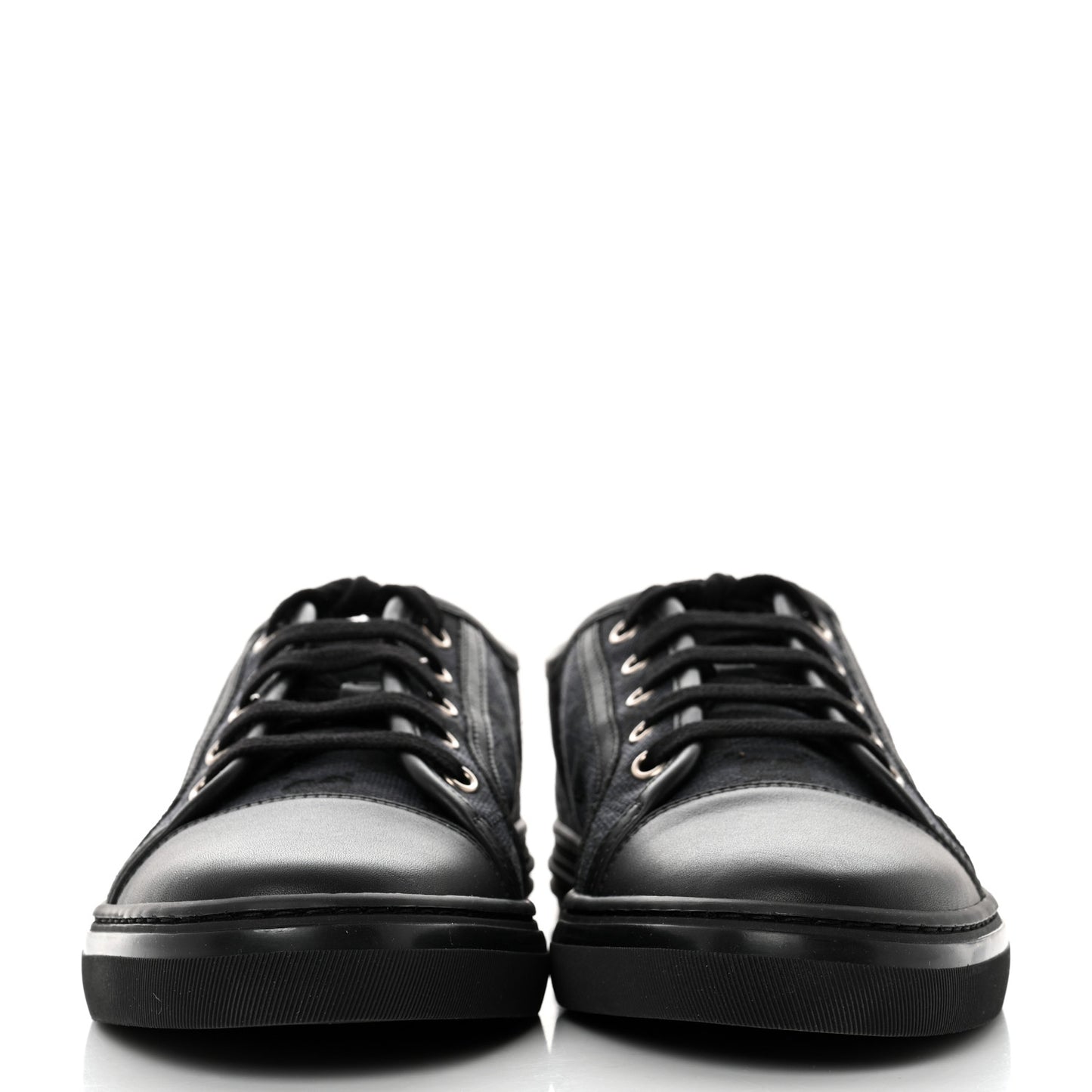 GG Monogram Calfskin Womens Low Top Sneakers 39 Piombo Black