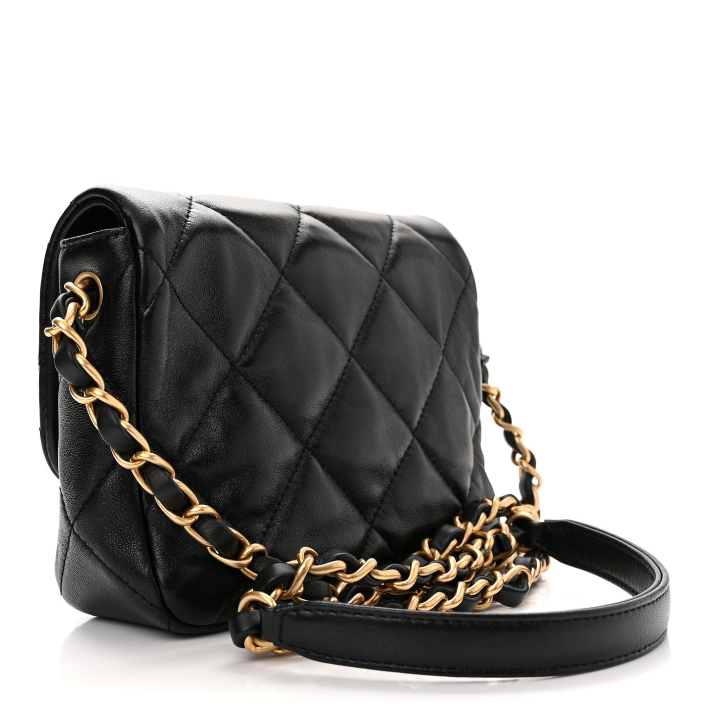 Lambskin Plexiglass Quilted Coco Love Mini Flap Black