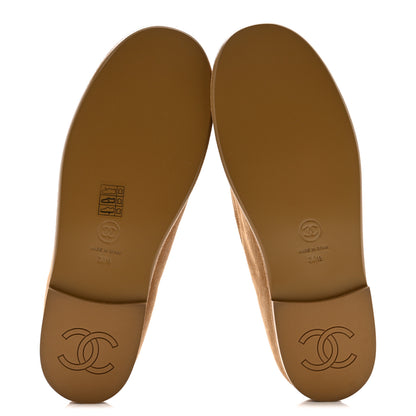 Chanel Suede Calfskin CC Loafers 38.5 Dark Beige 7 of 13