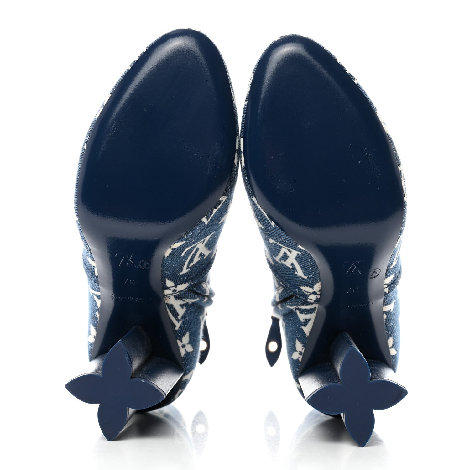 Louis Vuitton Denim Monogram Silhouette Ankle Boots 37 Navy Blue 5 of 9