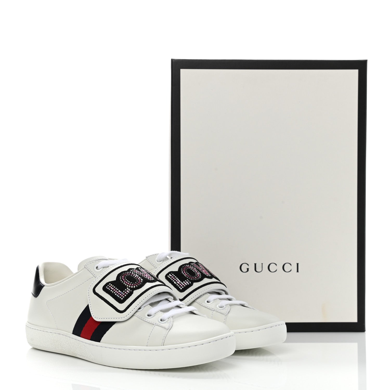 Gucci Calfskin Ayers Web Crystal LOVED Womens New Ace Sneakers 36 White 12 of 12
