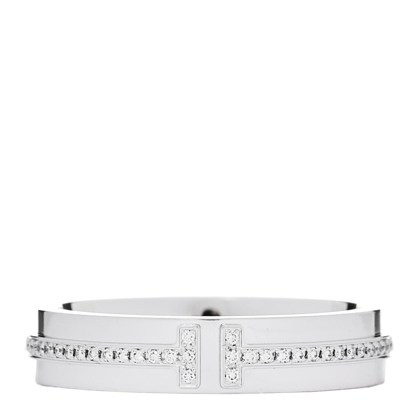18K White Gold Diamond Narrow T Two Ring 56 7.5