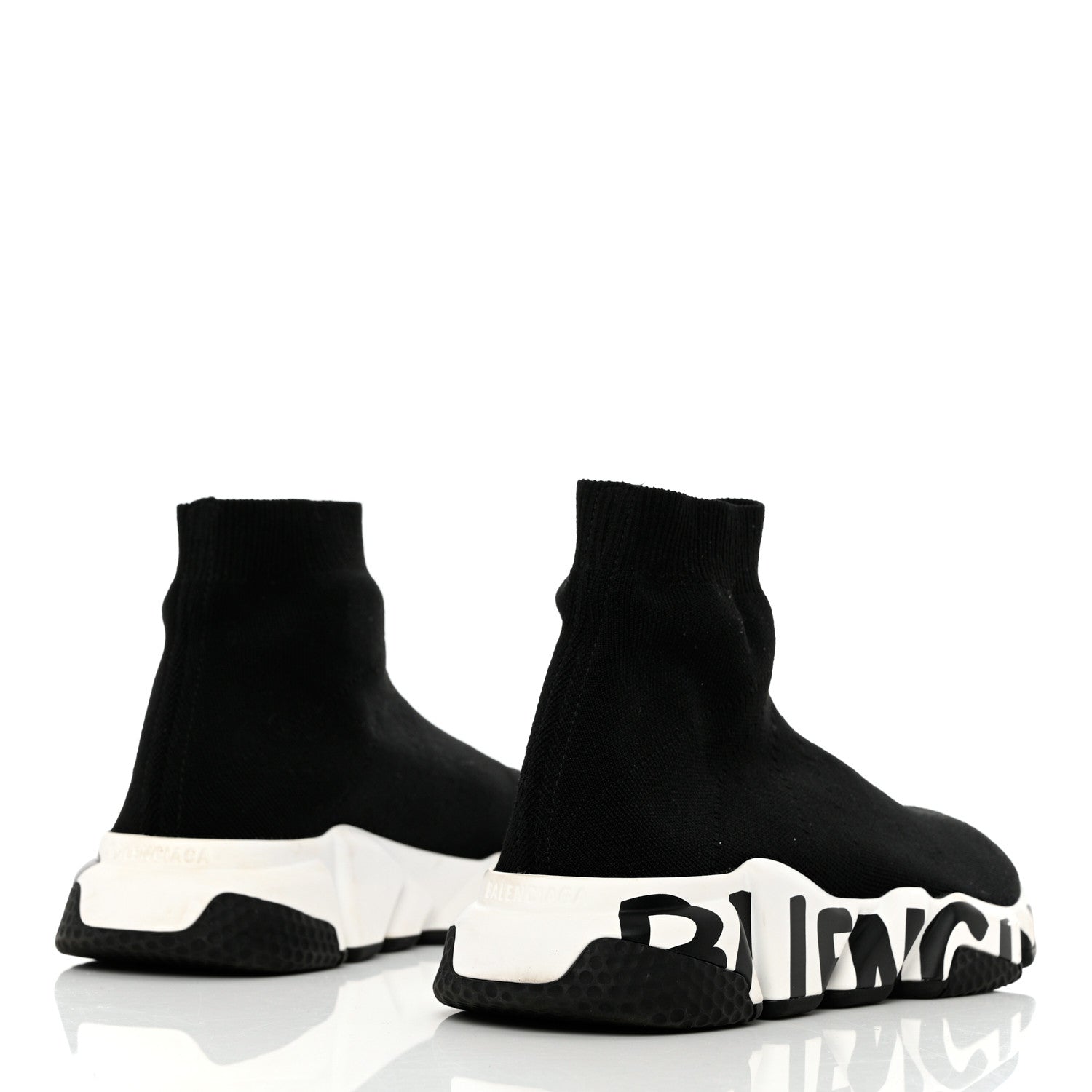 Balenciaga Neoprene Knit Speed Graffiti Sneakers 39 Black White 4 of 12