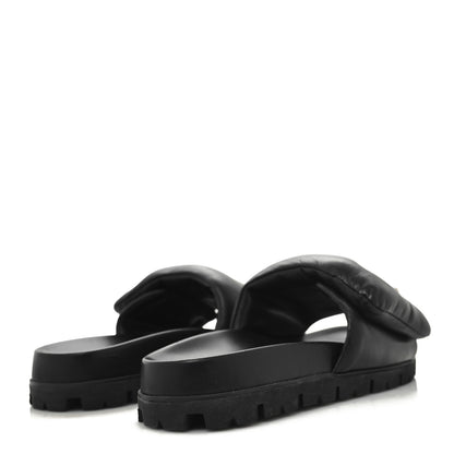 Prada Nappa Soft Padded Triangle Slide Sandals 39.5 Black 4 of 9