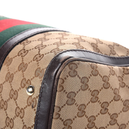 Gucci Monogram Vintage Web Medium Boston Dark Brown 27 of 28