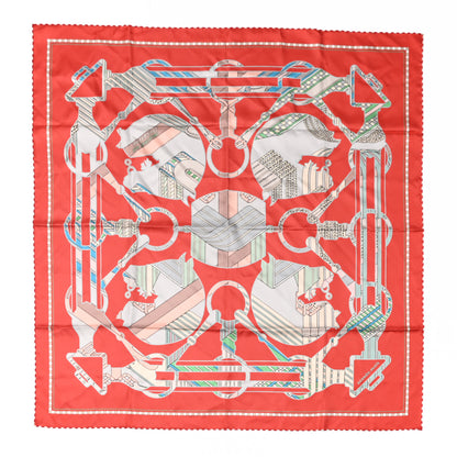Hermes Silk Tatersale en Zig Zag Double Face Scarf 90 Grenadine Vert Creme 1 of 5