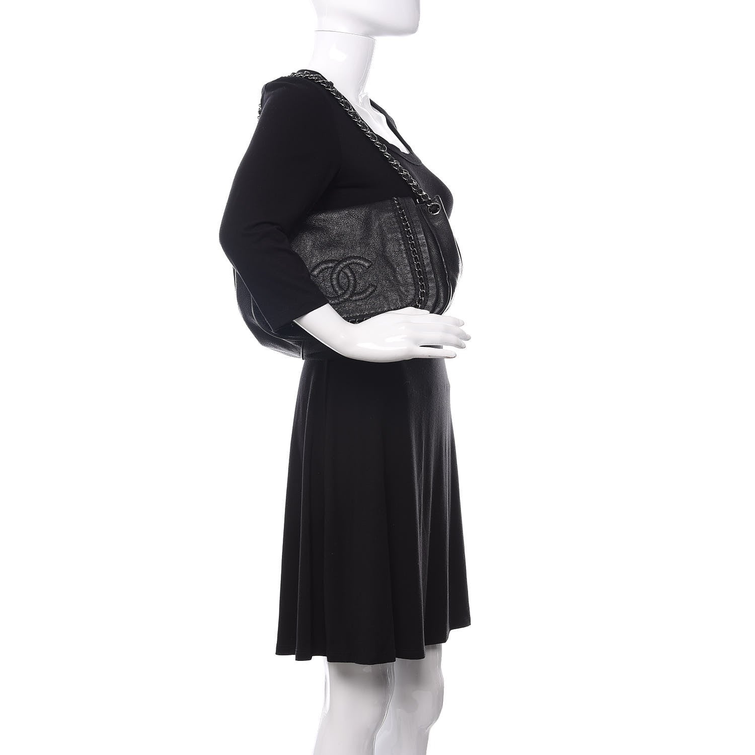 Chanel Metallic Goatskin Luxe Ligne Flap Black 3 of 15