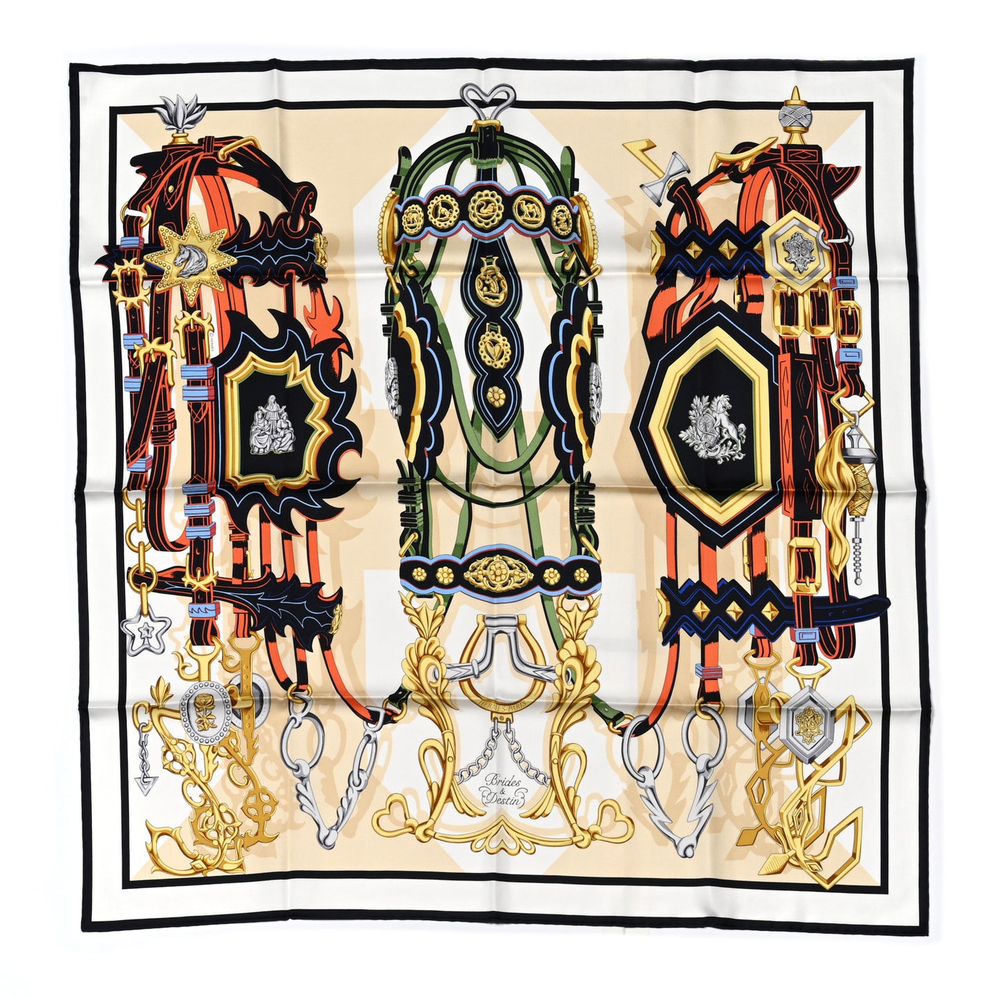Silk Brides Et Destin Scarf 90 White Marine Multicolor