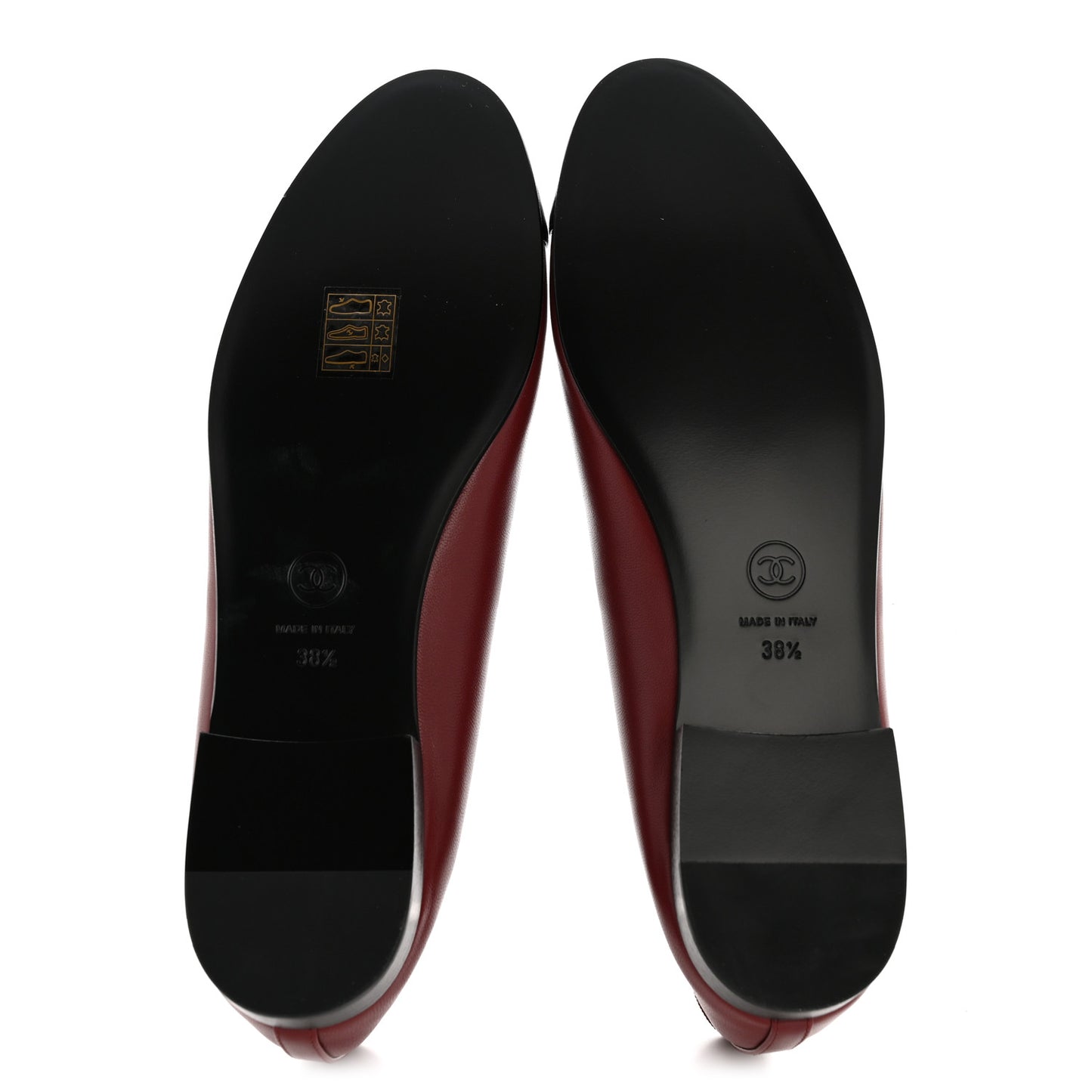 Lambskin Cap Toe CC Ballerina Flats 38.5 Burgundy Black