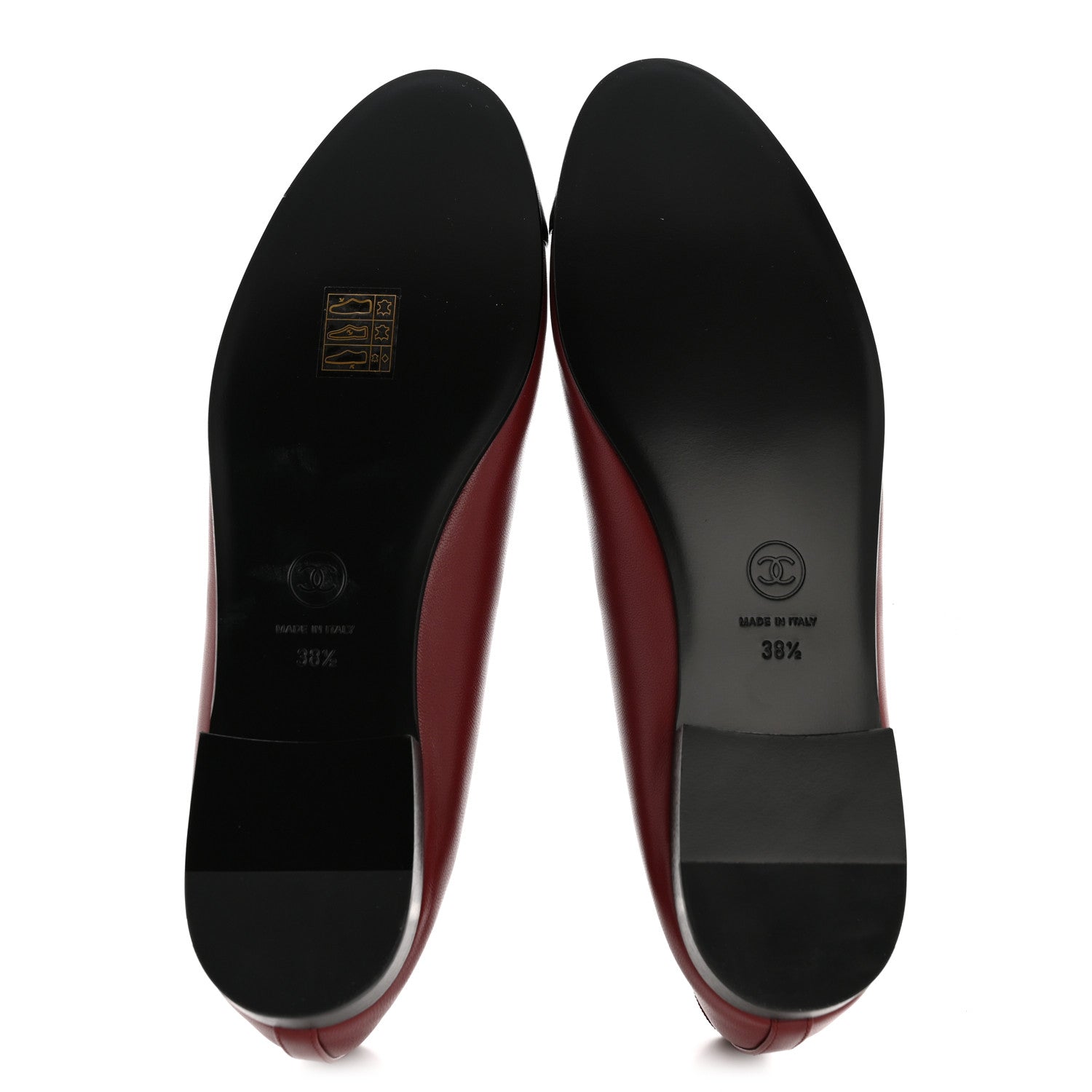 Chanel Lambskin Cap Toe CC Ballerina Flats 38.5 Burgundy Black 6 of 10