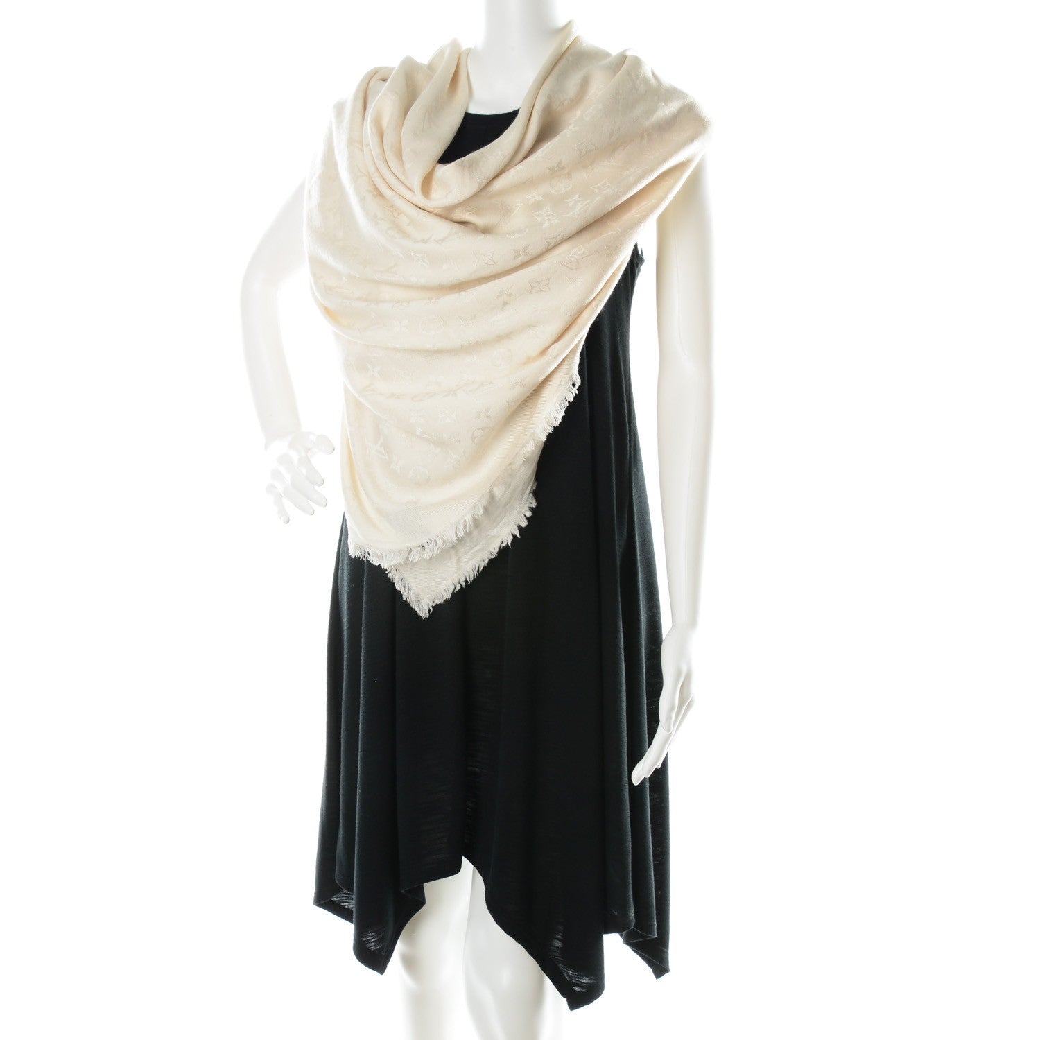 Louis Vuitton Wool Silk Monogram Shawl White 2 of 5