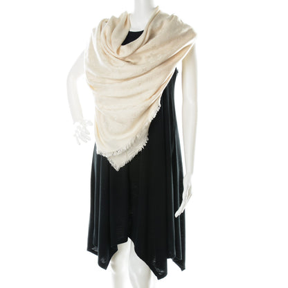 Louis Vuitton Wool Silk Monogram Shawl White 2 of 5