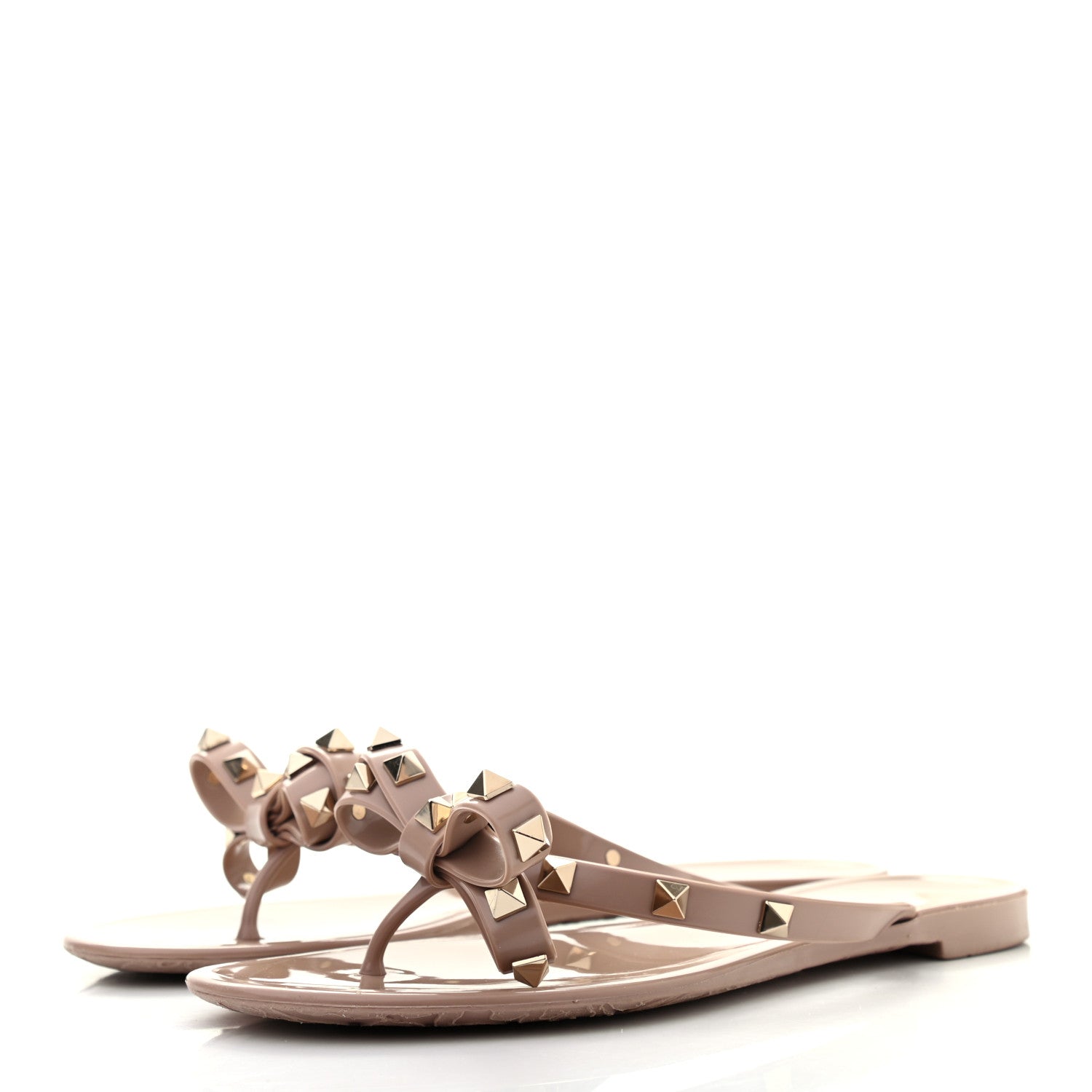 Valentino Garavani PVC Jelly Rockstud Bow Thong Sandals 37 Poudre 3 of 7