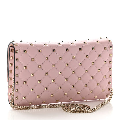 Valentino Garavani Nappa Rockstud Spike Wallet on Chain Water Rose 3 of 8