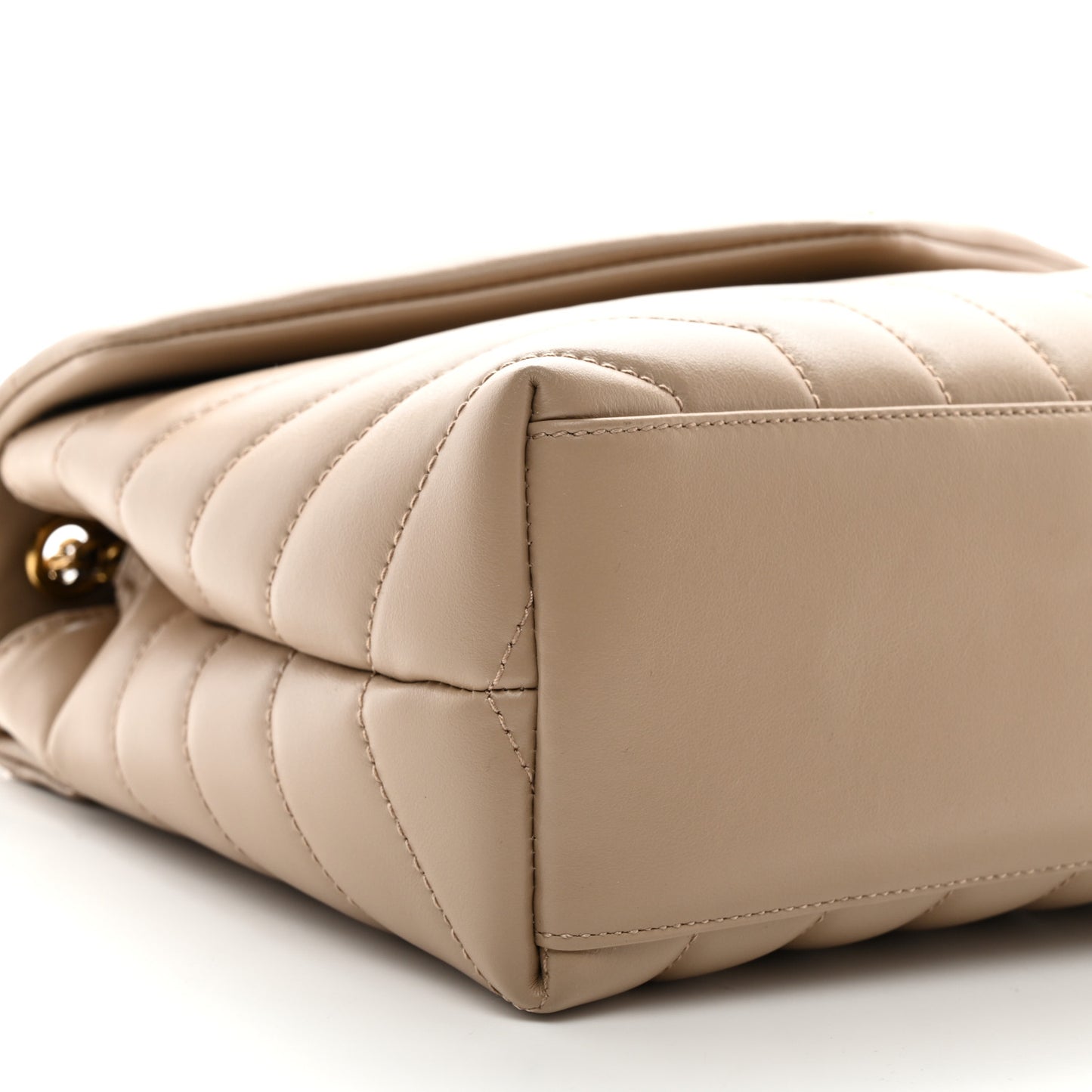 Calfskin Y Quilted Monogram Small Loulou Chain Satchel Dark Beige