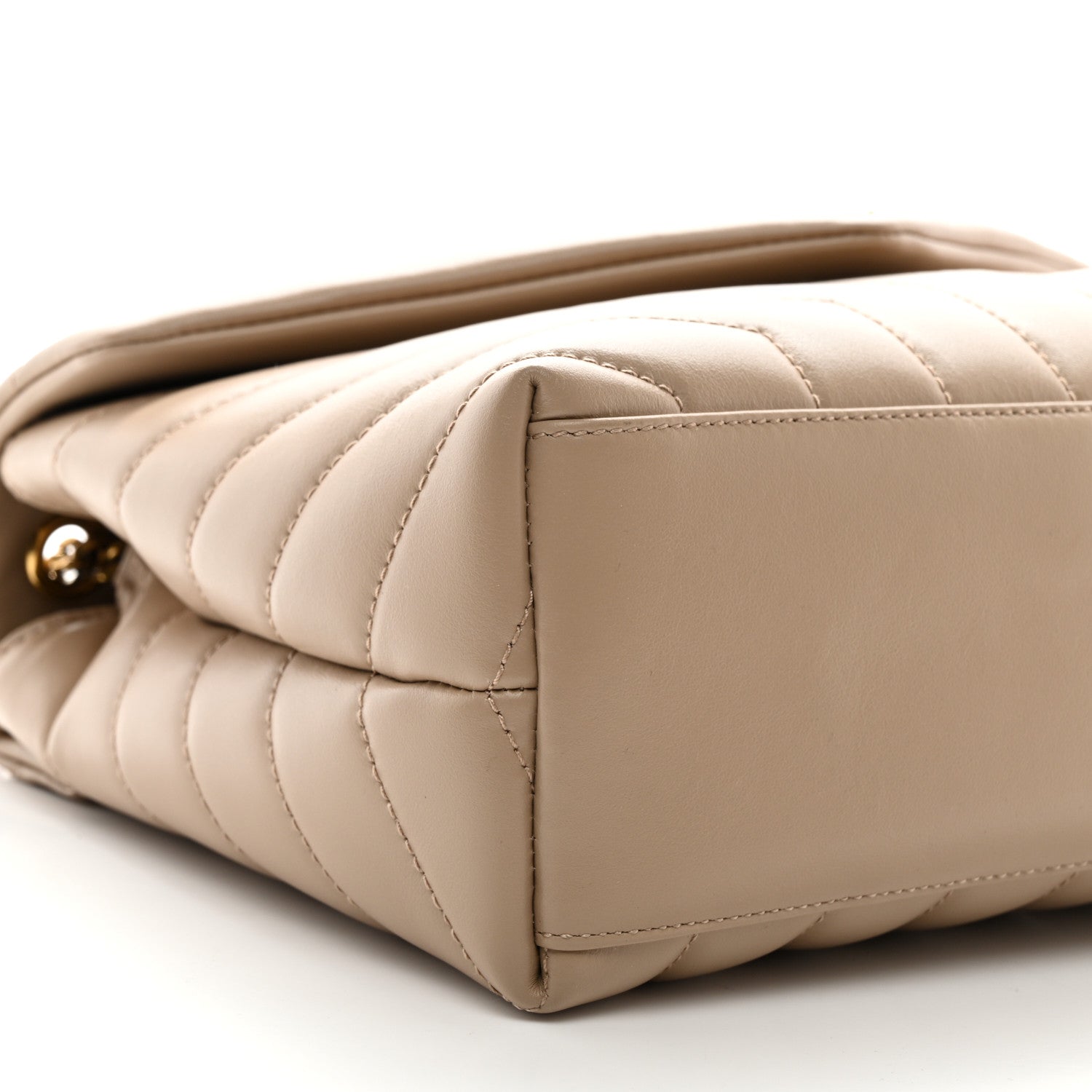 Saint Laurent Calfskin Y Quilted Monogram Small Loulou Chain Satchel Dark Beige 10 of 11