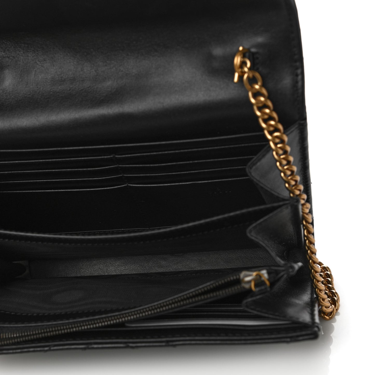 Calfskin Matelasse GG Marmont Chain Wallet Black