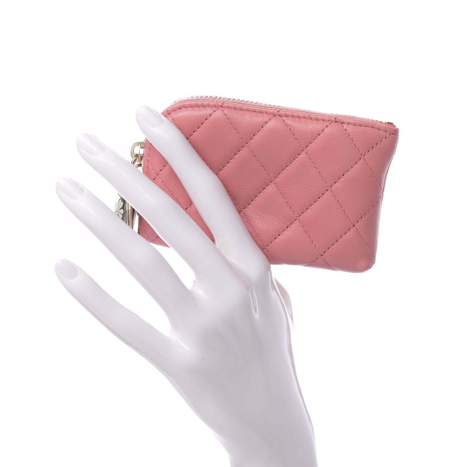 Chanel Lambskin Quilted Valentine Charms Key Holder Case Pink 2 of 9