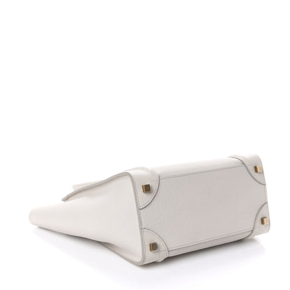 Celine Drummed Calfskin Micro Luggage Chalk 4 of 9