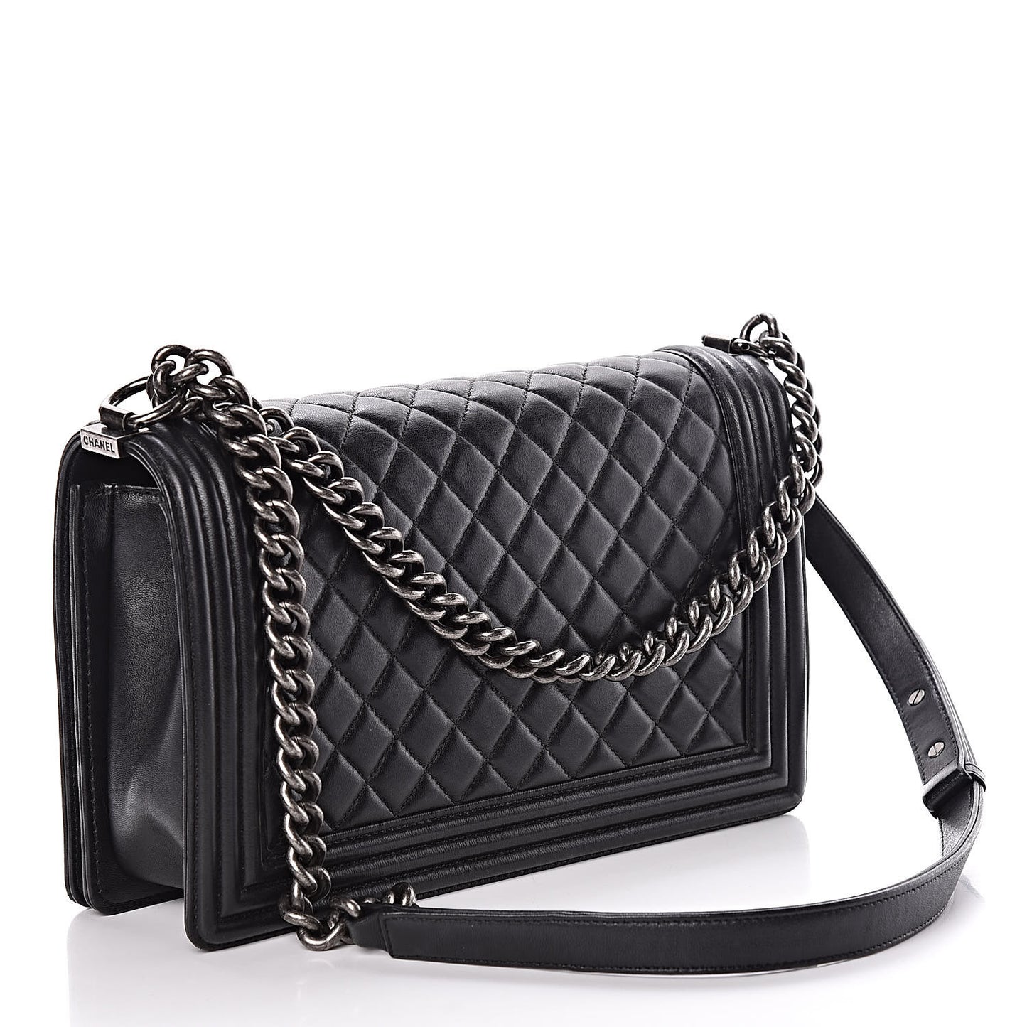 Lambskin Quilted New Medium Boy Flap Black