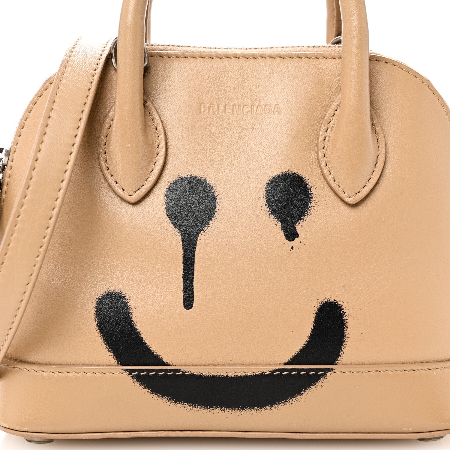 Balenciaga Calfskin Happy Sad XXS Ville Top Handle Bag Light Brown 7 of 10
