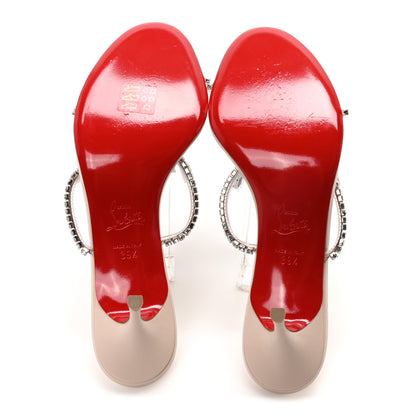 Christian Louboutin Calfskin PVC Crystal Just Queen 70 Sandals 39.5 Leche 6 of 9