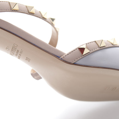 Valentino Garavani Calfskin Nappa Rockstud Cross Strap 50mm Mules 39 Pastel Grey Poudre 8 of 12