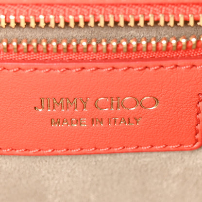 Jimmy Choo Goatskin Calfskin Crystal Mini Madeline Top Handle Satchel Mandarin Red 6 of 10