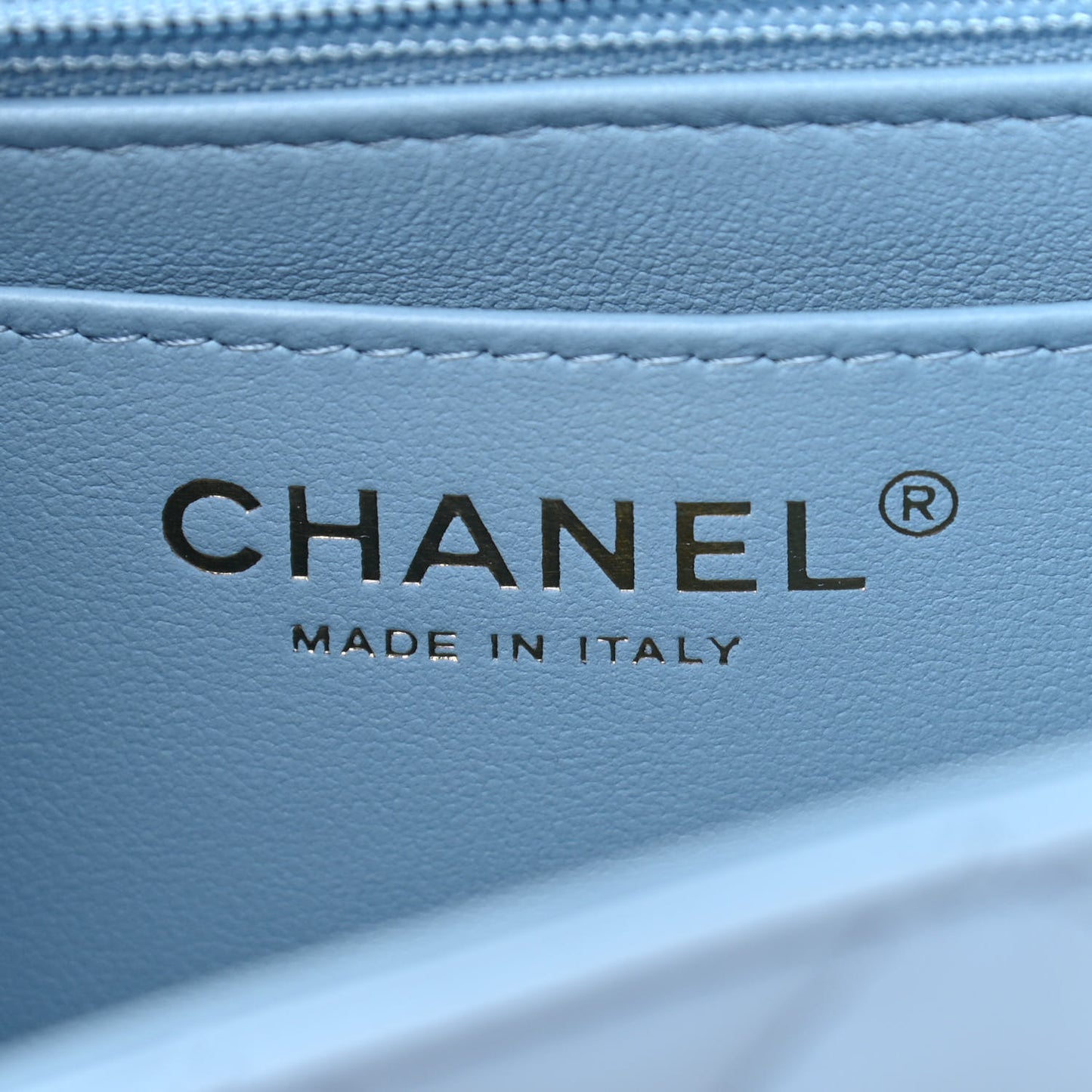 Lambskin Quilted Mini Rectangular Flap Light Blue