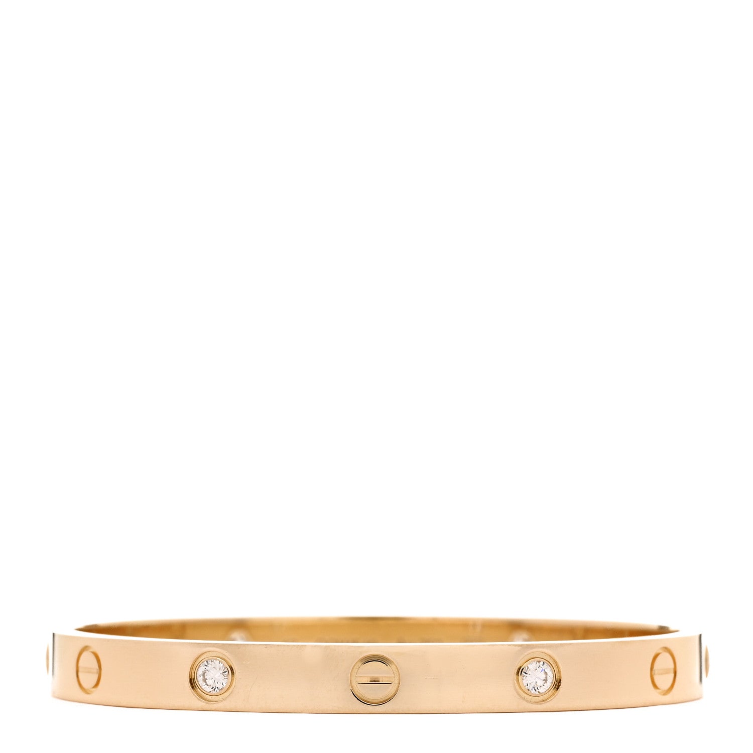 Cartier 18K Yellow Gold 4 Diamond LOVE Bracelet 17 1 of 9