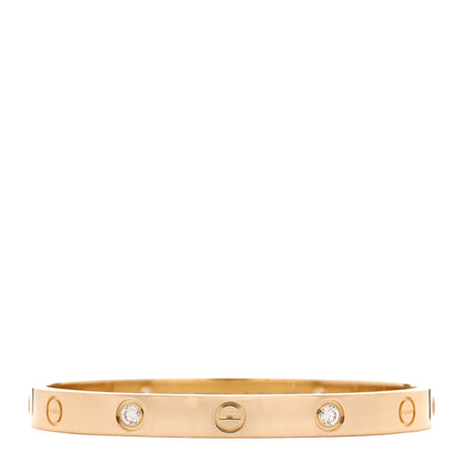 Cartier 18K Yellow Gold 4 Diamond LOVE Bracelet 17 1 of 9