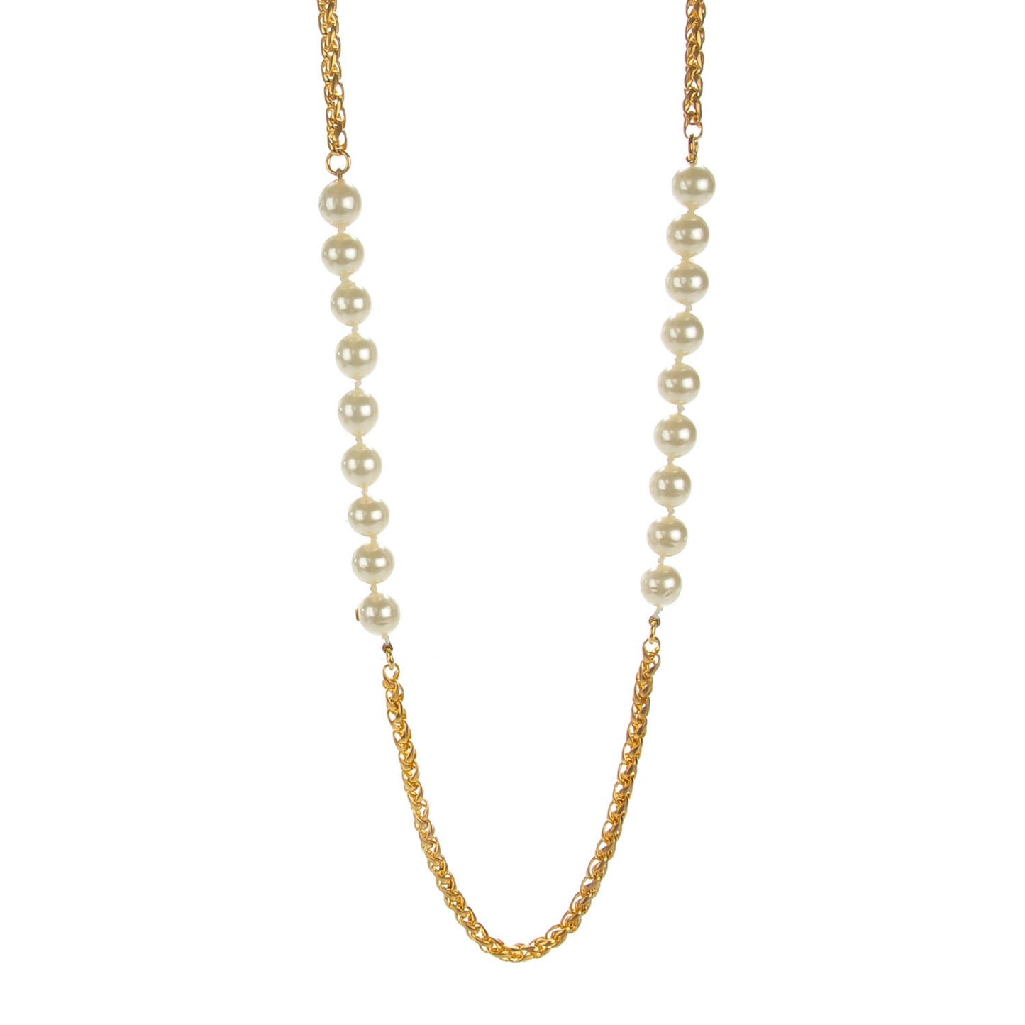 Pearl Long Necklace Gold