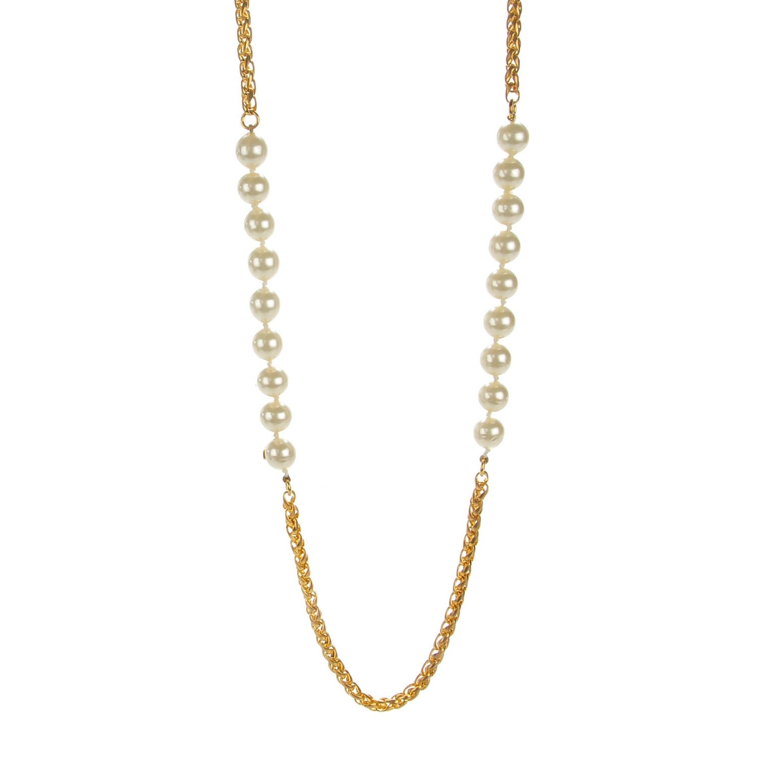 Chanel Pearl Long Necklace Gold 1 of 3